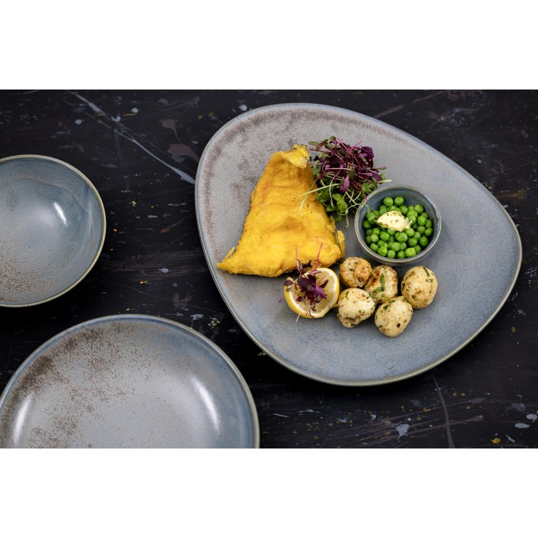 Olympia Ember Blue Triangle Plates 250mm (6 pack)
