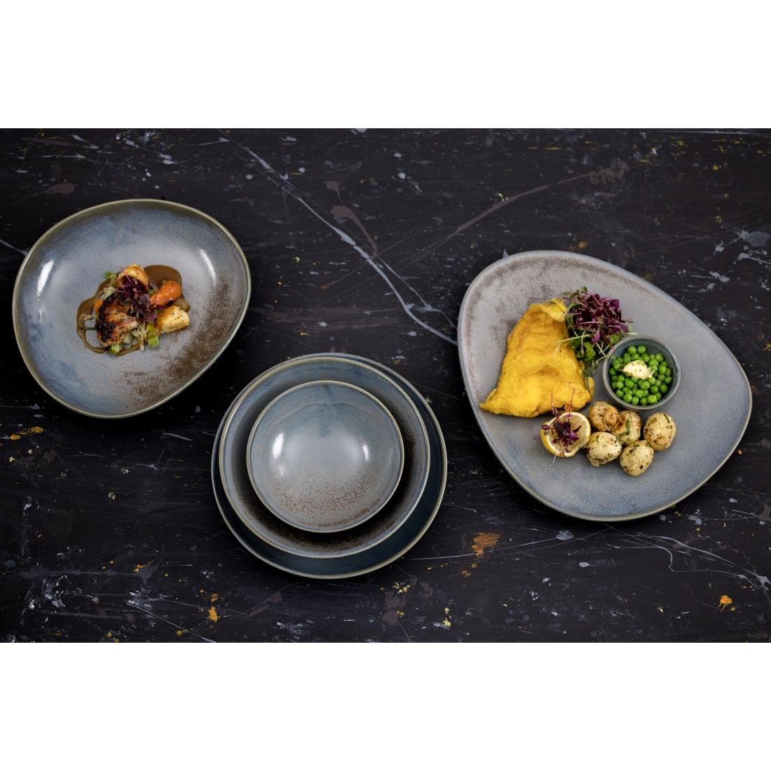 Olympia Ember Blue Triangle Bowls 245mm (4 pack)