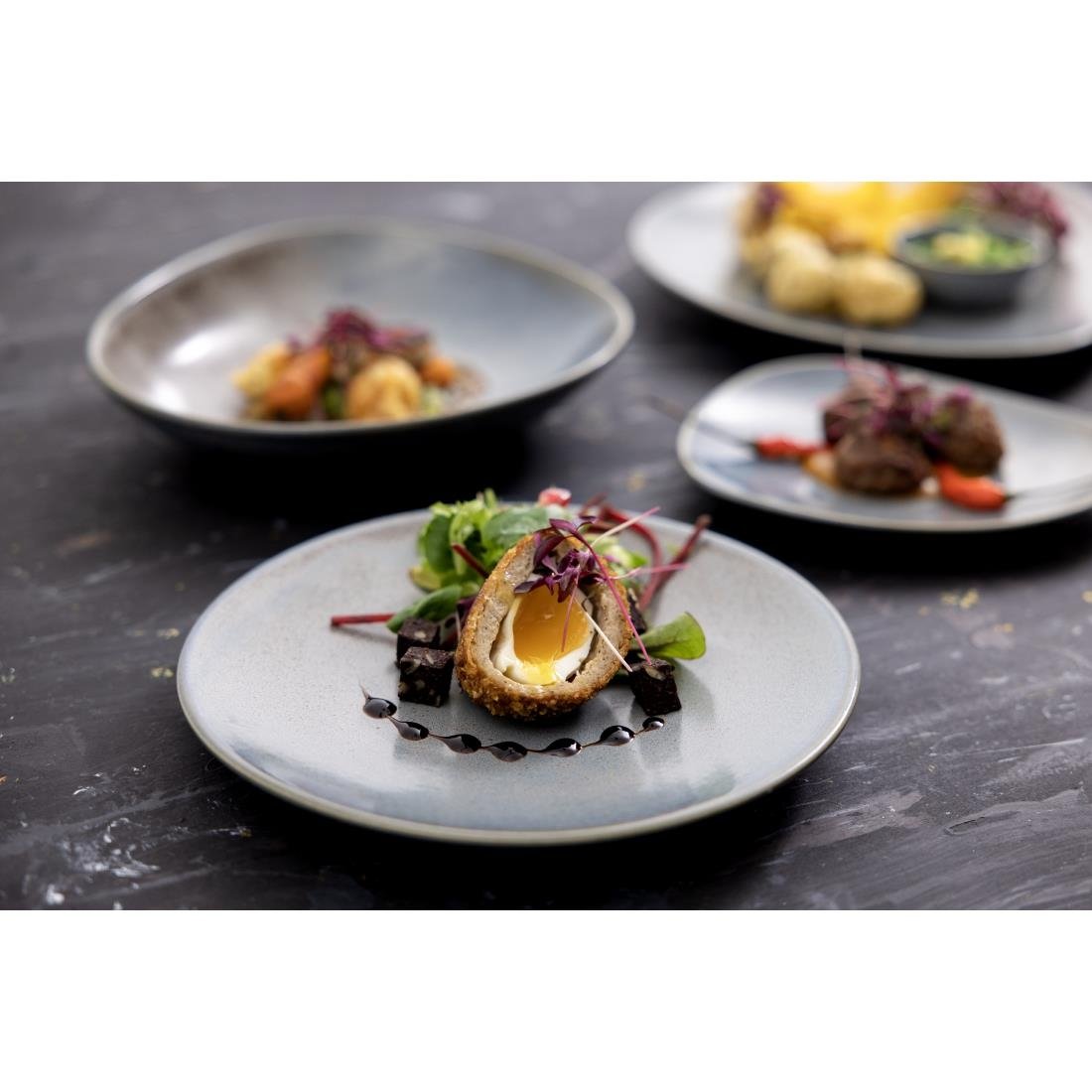Olympia Ember Blue Triangle Plates 250mm (6 pack)