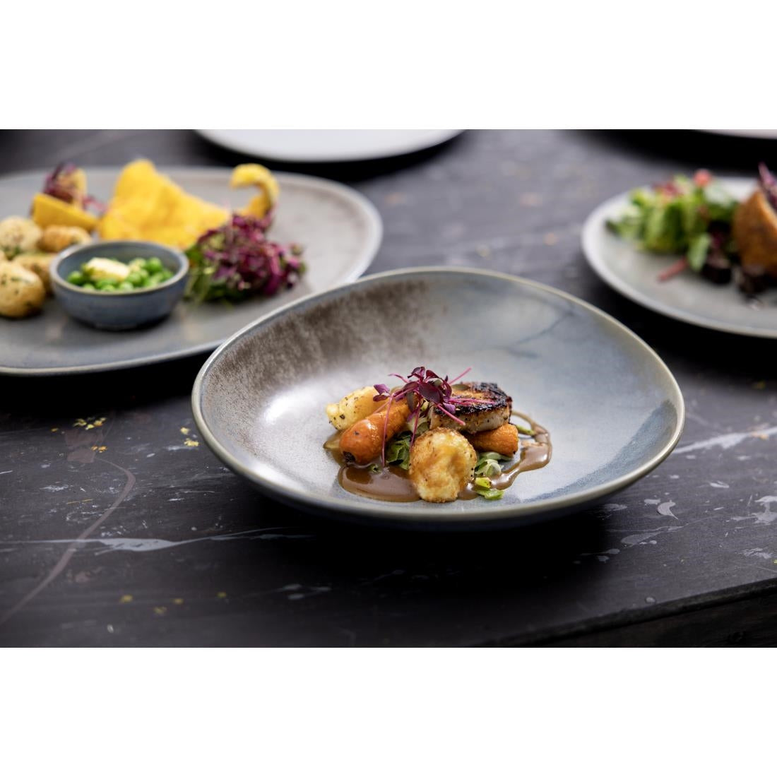 Olympia Ember Blue Triangle Plates 190mm (6 pack)