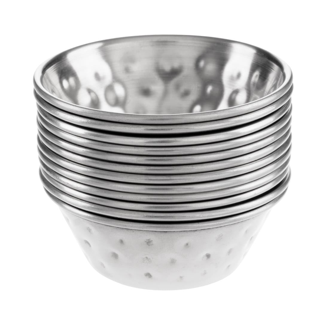 Olympia Hammered Stainless Steel Sauce Cups 45ml (12 pack)