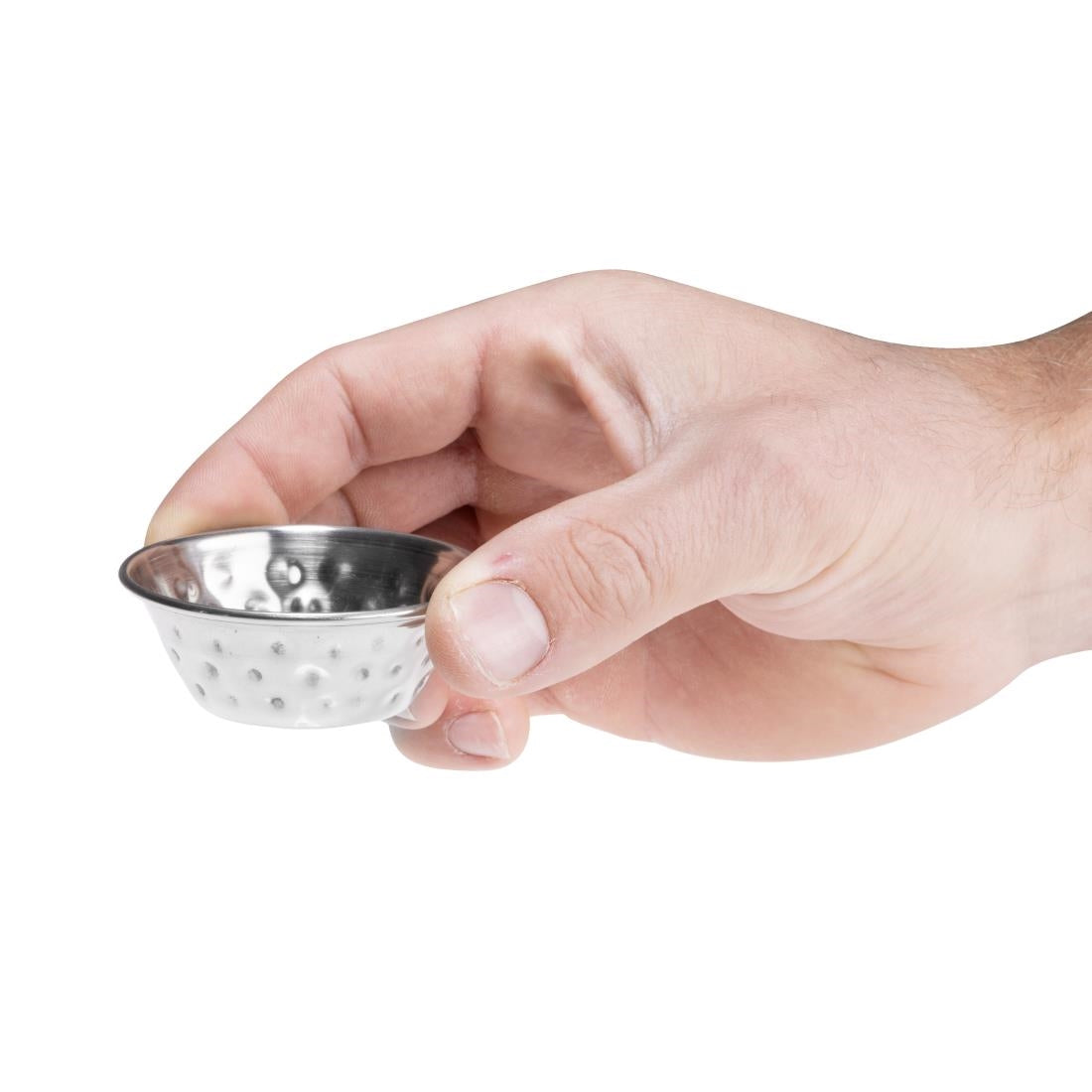 Olympia Hammered Stainless Steel Sauce Cups 45ml (12 pack)