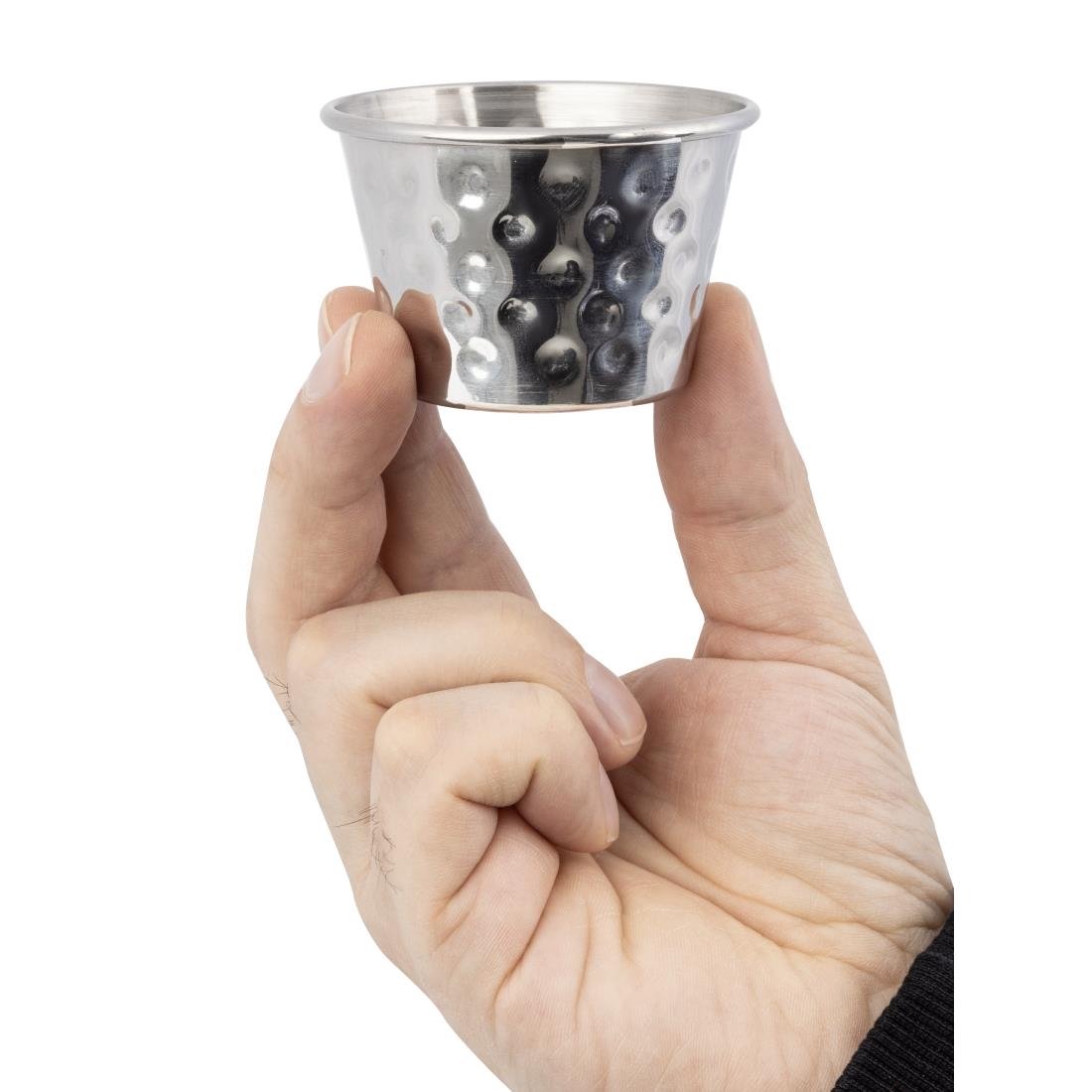 Olympia Hammered Stainless Steel Sauce Cups 70ml (12 pack)