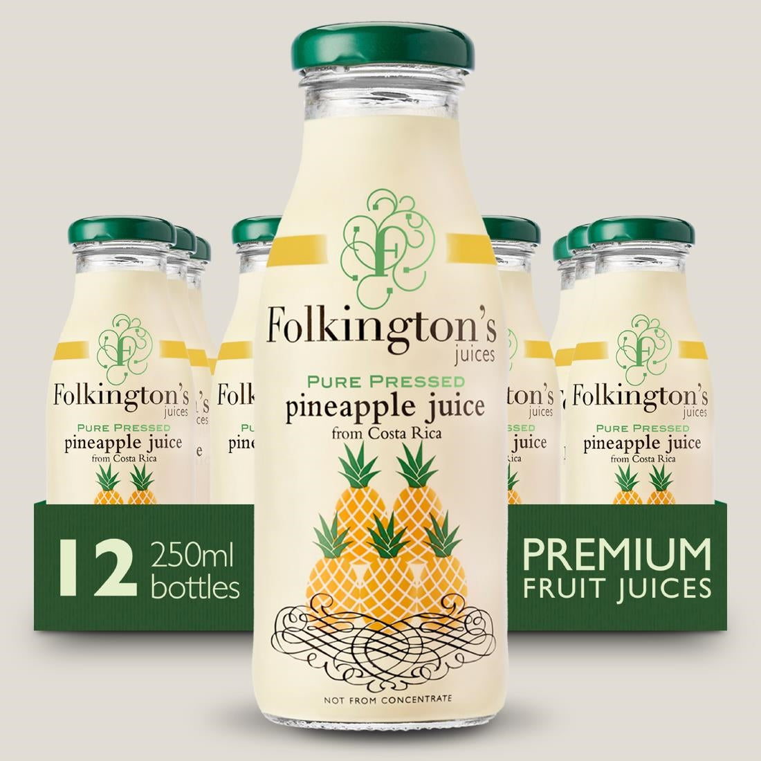 Folkington's Juices Pineapple Glass Bottle 250ml (12 Pack)