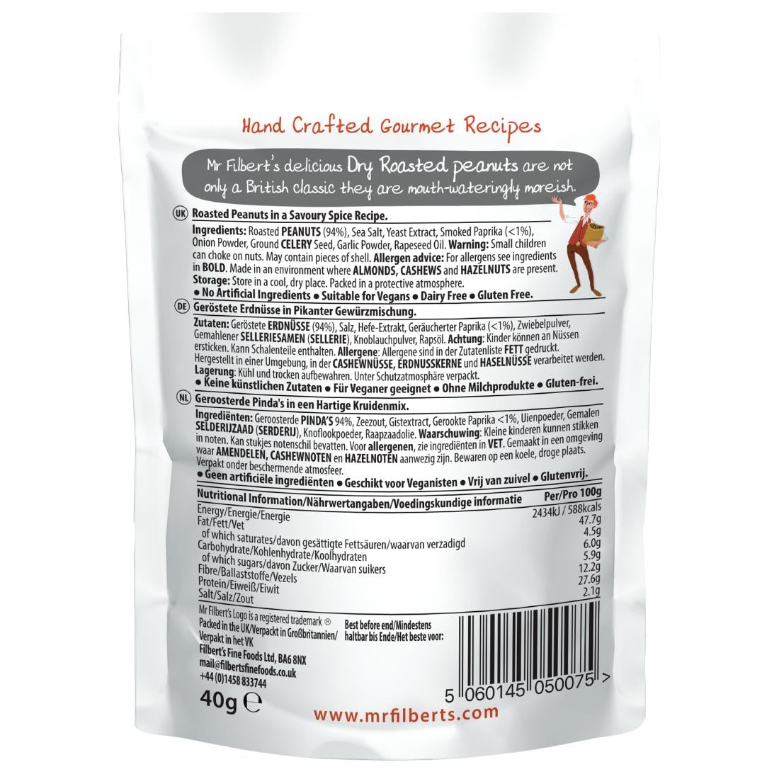 Mr Filbert's Dry Roasted Peanuts 40g (20 Pack)