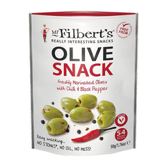 Mr Filbert's Green Olives Chilli & Black Pepper 50g (12 Pack)