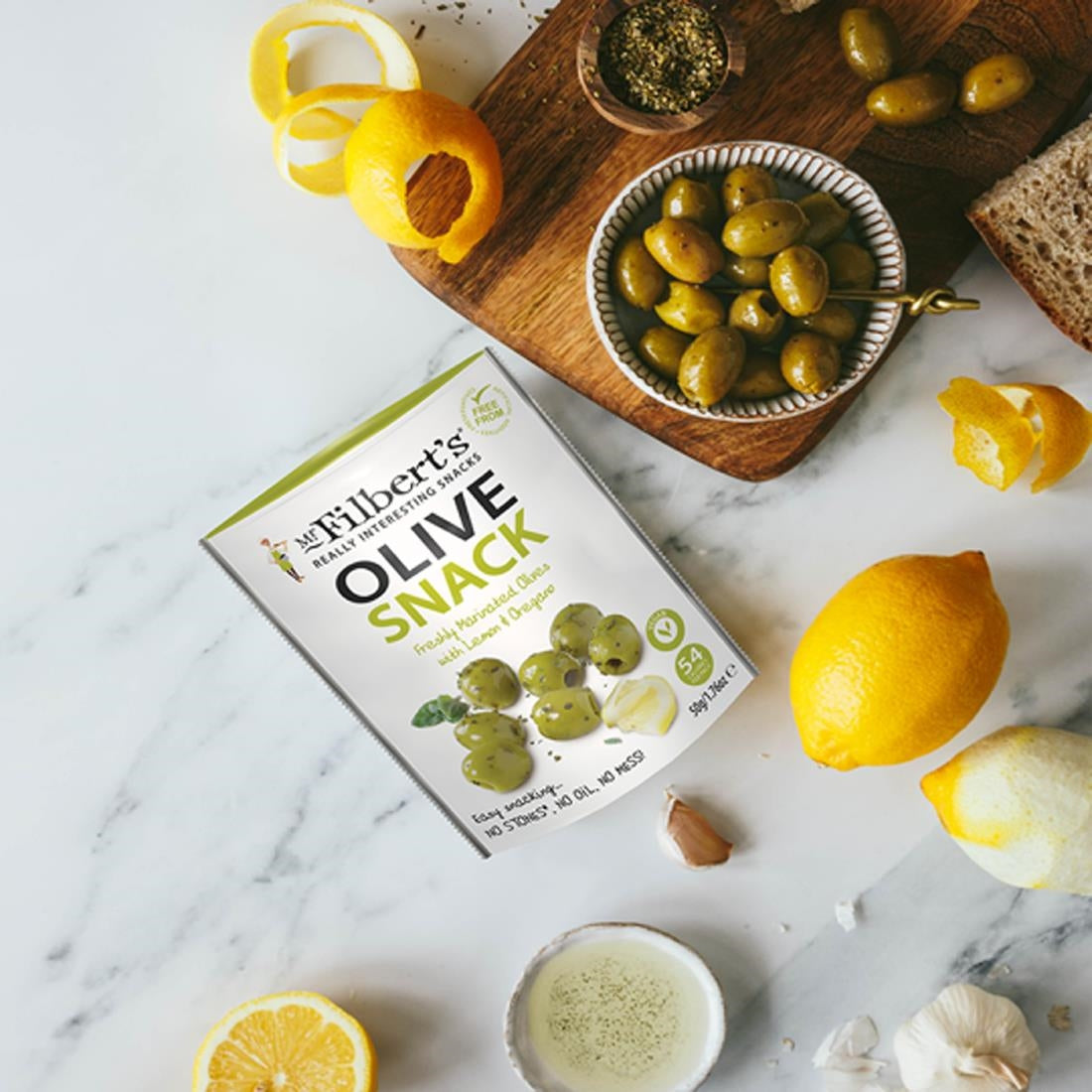 Mr Filbert's Green Olives Lemon & Oregano 50g (12 pack)