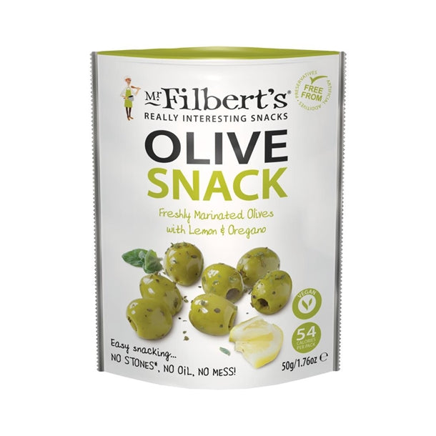 Mr Filbert's Green Olives Lemon & Oregano 50g (Pack of 12)