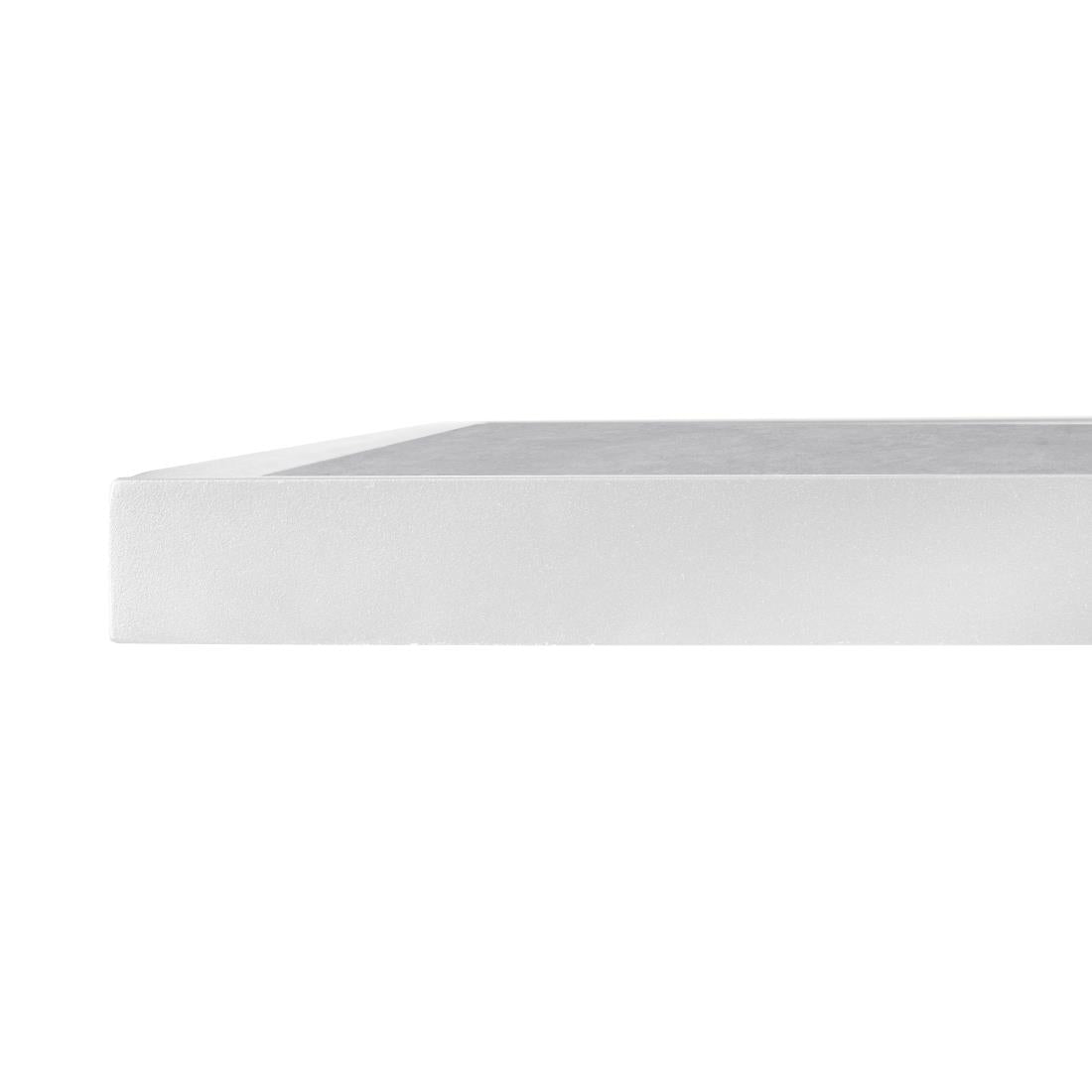 Bolero Light Grey Stone Effect Outdoor Tempered Glass Table Top White Trim 700mm