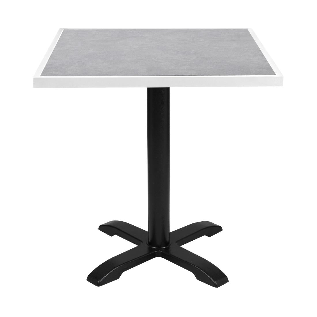 Bolero Light Grey Stone Effect Outdoor Tempered Glass Table Top White Trim 700mm