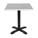 Bolero Light Grey Stone Effect Outdoor Tempered Glass Table Top White Trim 700mm