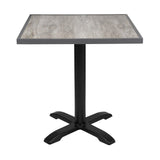 Bolero Wood Grain Effect Outdoor Tempered Glass Table Top Grey Trim 700mm