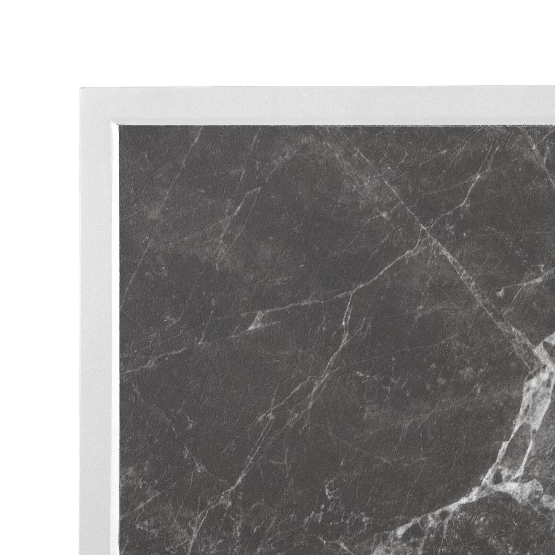 Bolero Dark Granite Effect Outdoor Tempered Glass Table Top White Trim 700mm