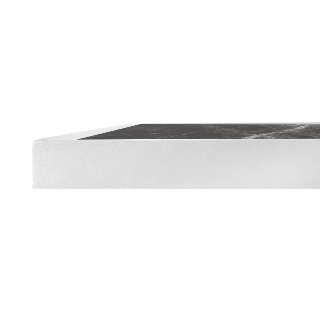 Bolero Dark Granite Effect Outdoor Tempered Glass Table Top White Trim 700mm