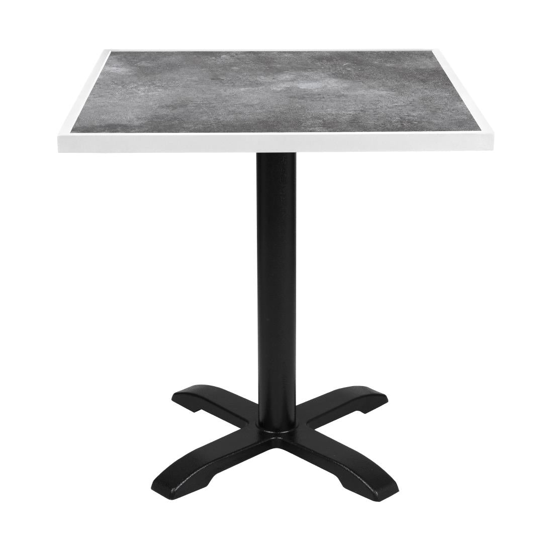 Bolero Dark Stone Effect Outdoor Tempered Glass Table Top White Trim - 700mm