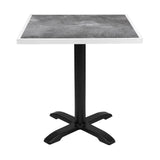 Bolero Dark Stone Effect Outdoor Tempered Glass Table Top White Trim - 700mm