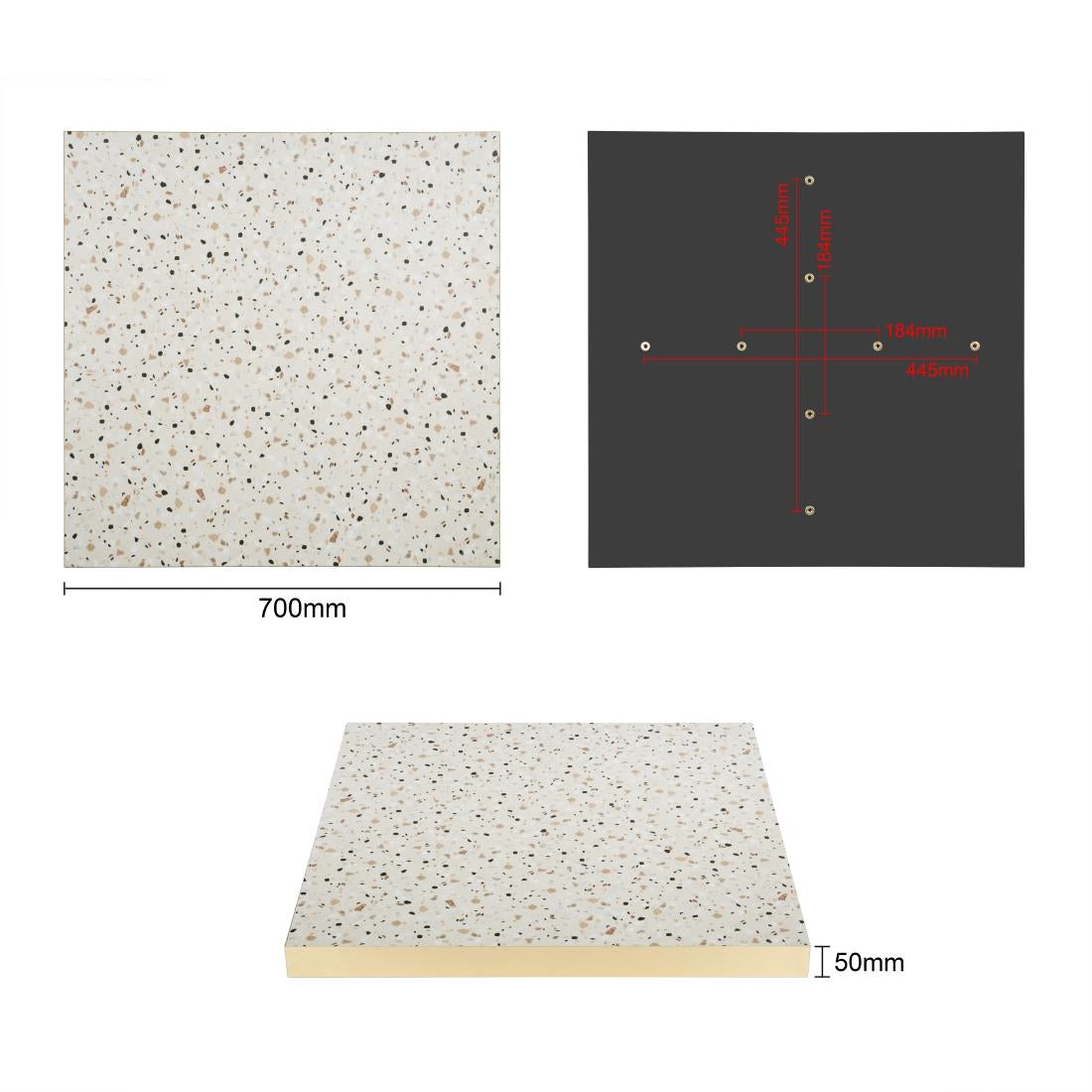 Bolero Terrazzo Style Square Table Top 700x700mm