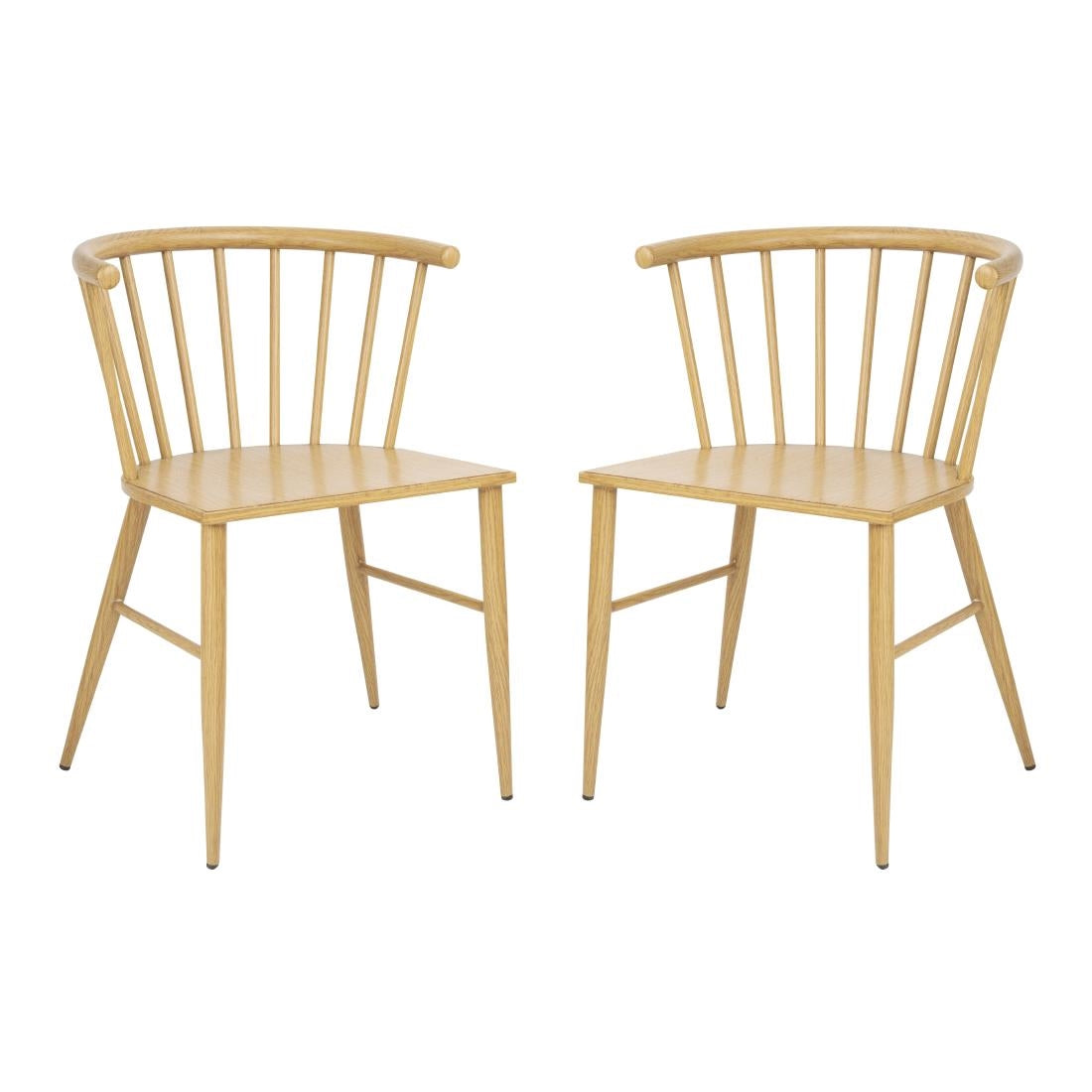 Bolero Harrowdene Metal Side Chairs Wood Effect (2 Pack)