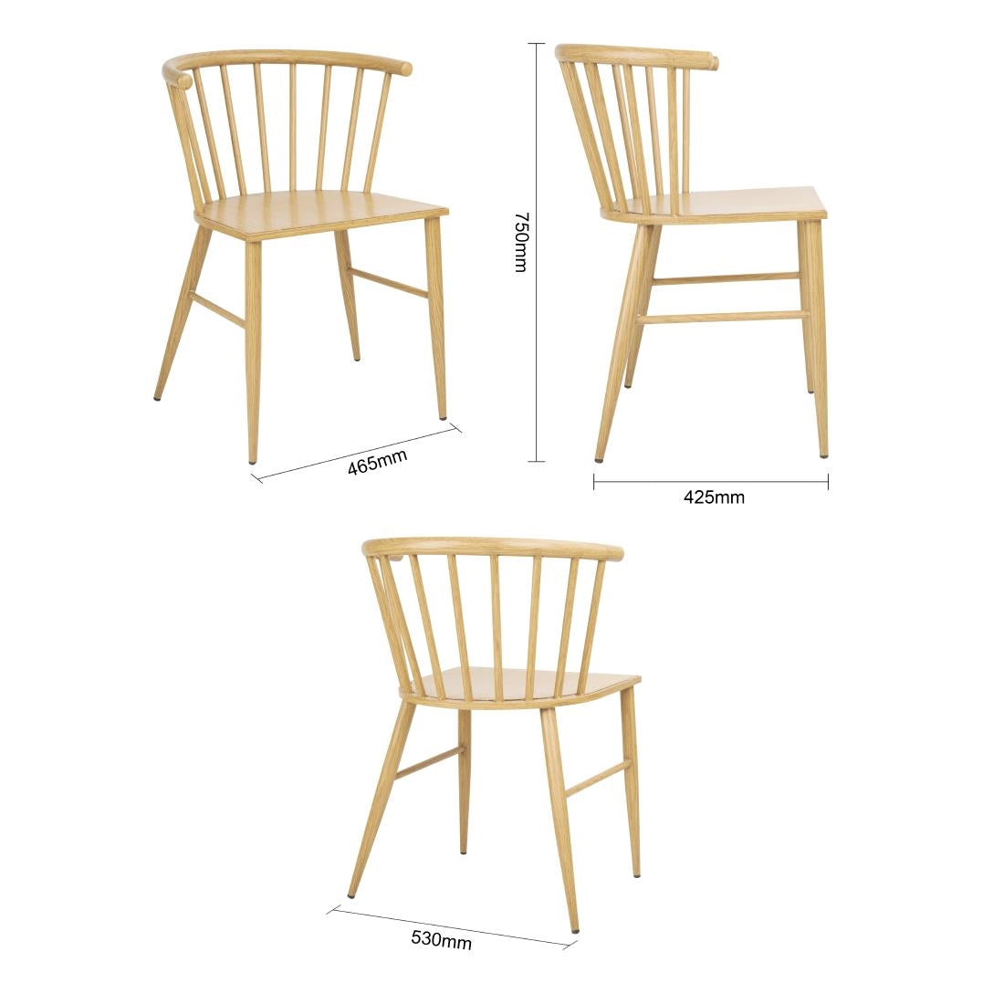 Bolero Harrowdene Metal Side Chairs Wood Effect (2 Pack)