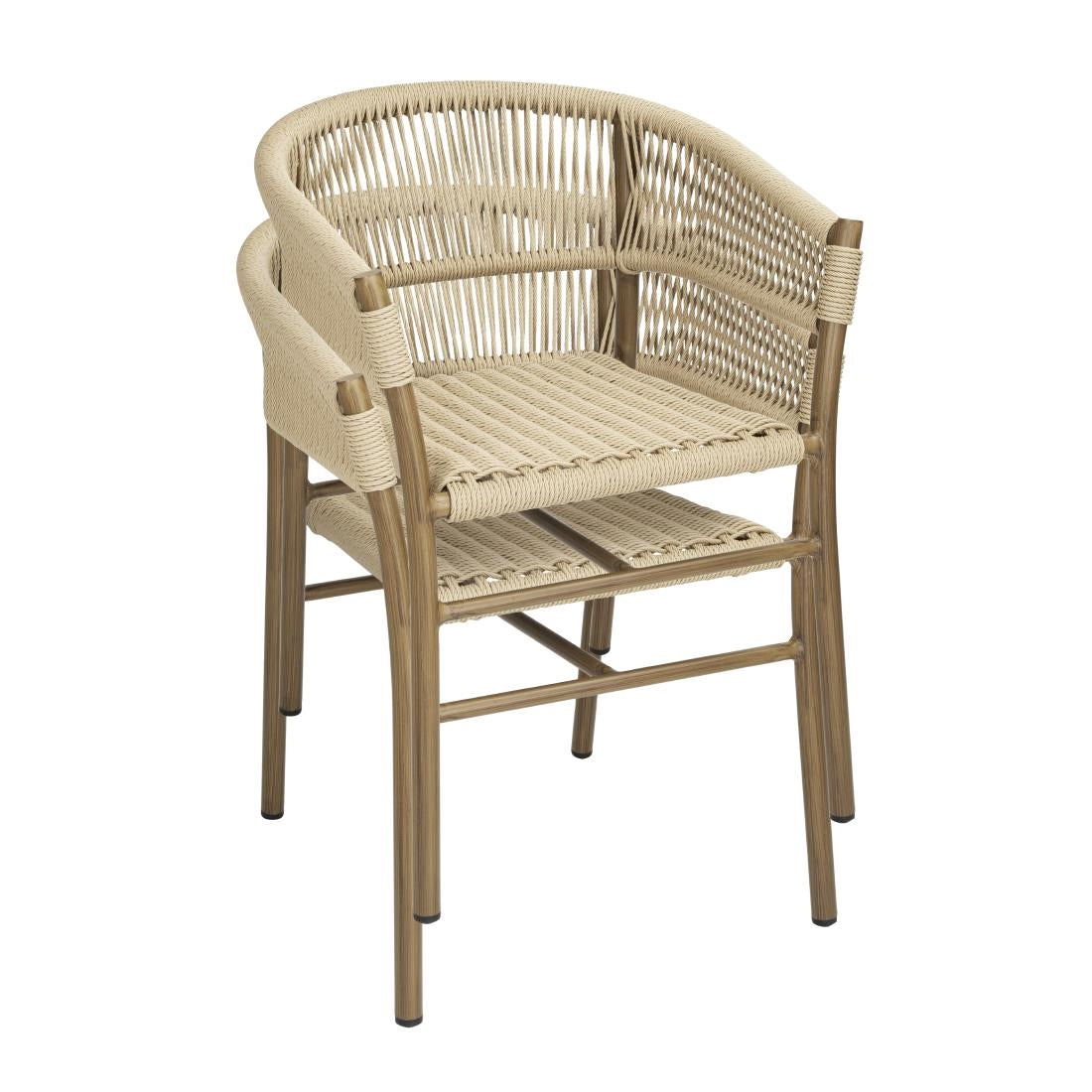 Bolero Florence Natural Rope Twist Wicker Chairs (2 Pack)