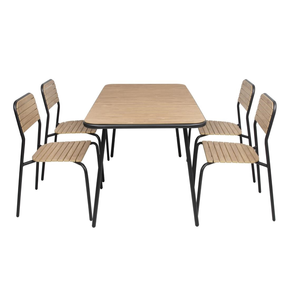 Bolero Santorini Wood Effect Outdoor Chairs (4 Pack)