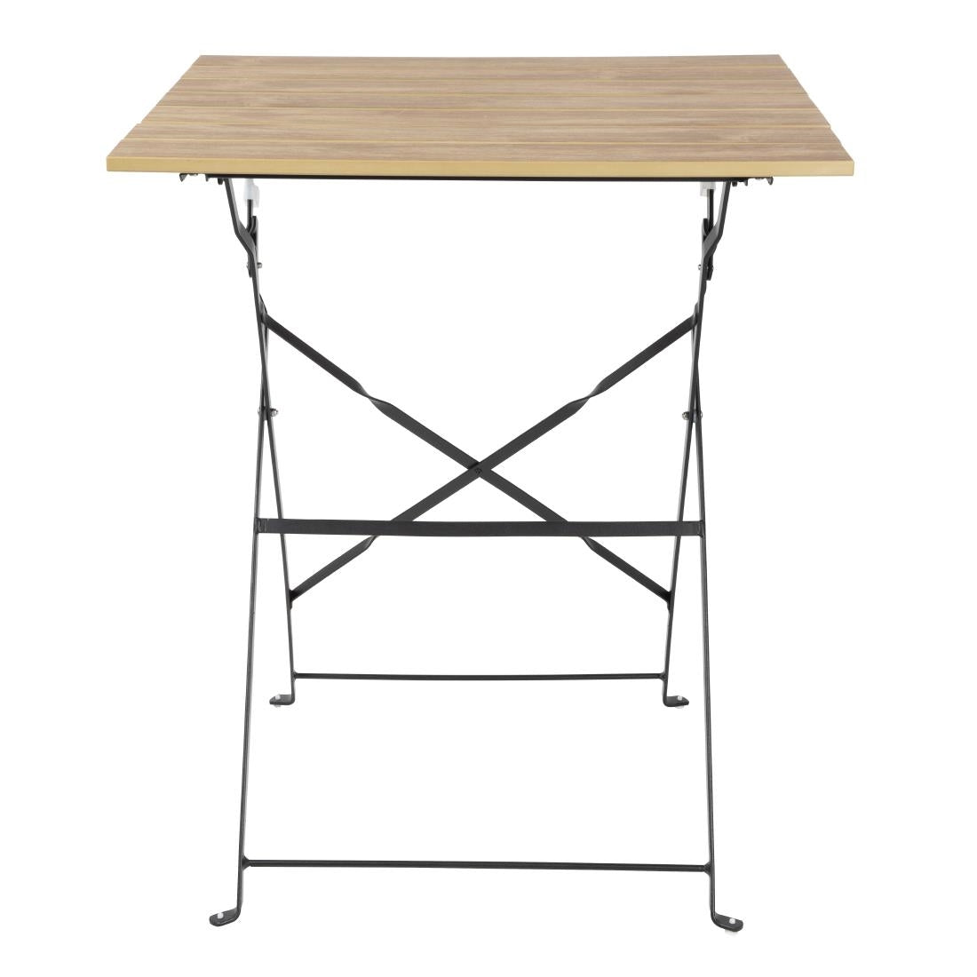 Bolero Perth Wood Effect Pavement Style Steel Table Square 600mm