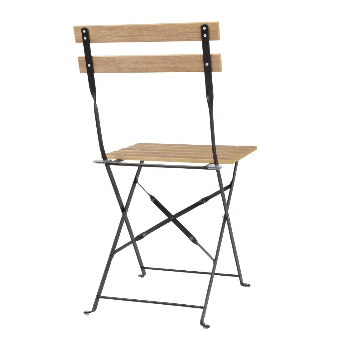 Bolero Perth Wood Effect Pavement Style Steel Folding Chairs (2 Pack)