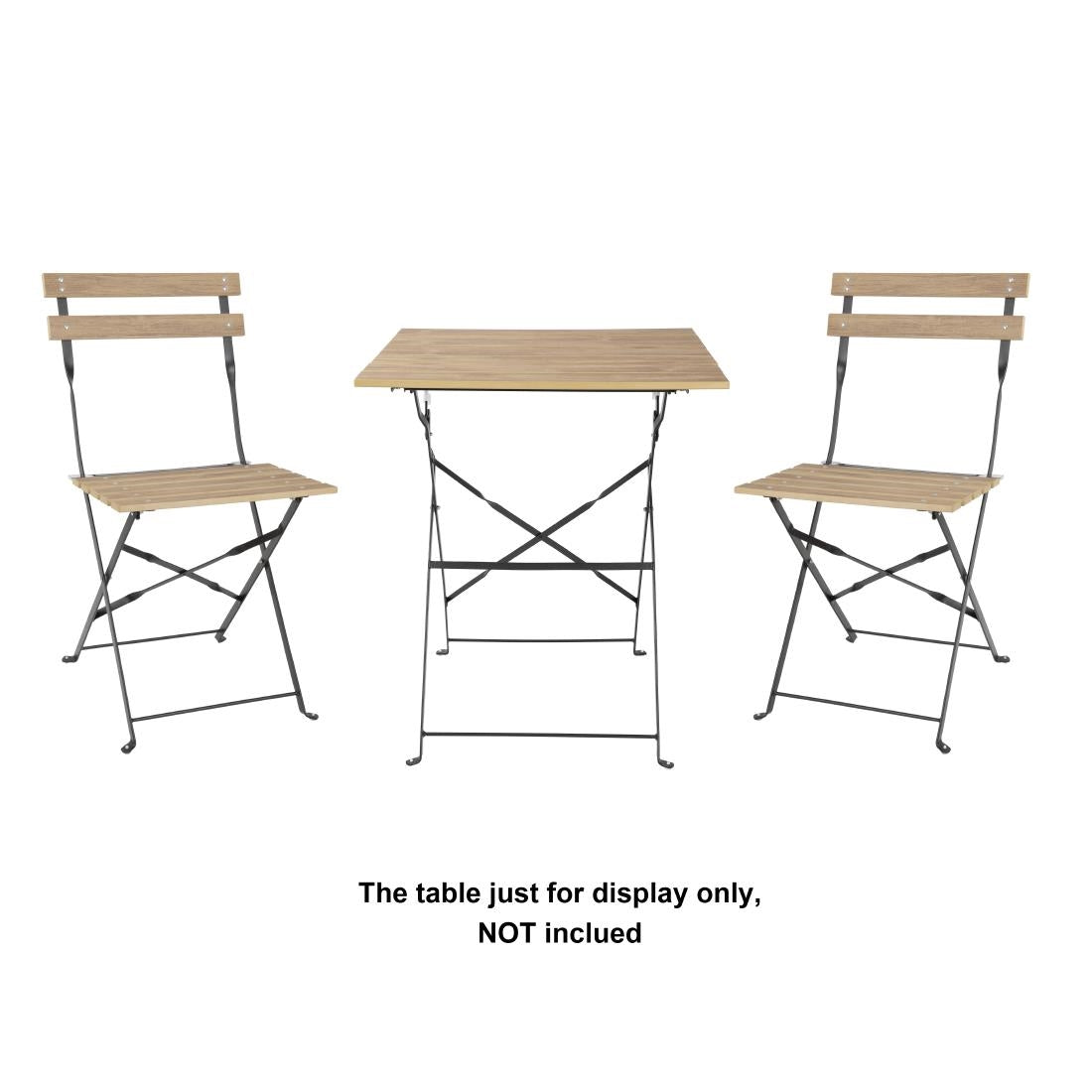 Bolero Perth Wood Effect Pavement Style Steel Folding Chairs (2 Pack)