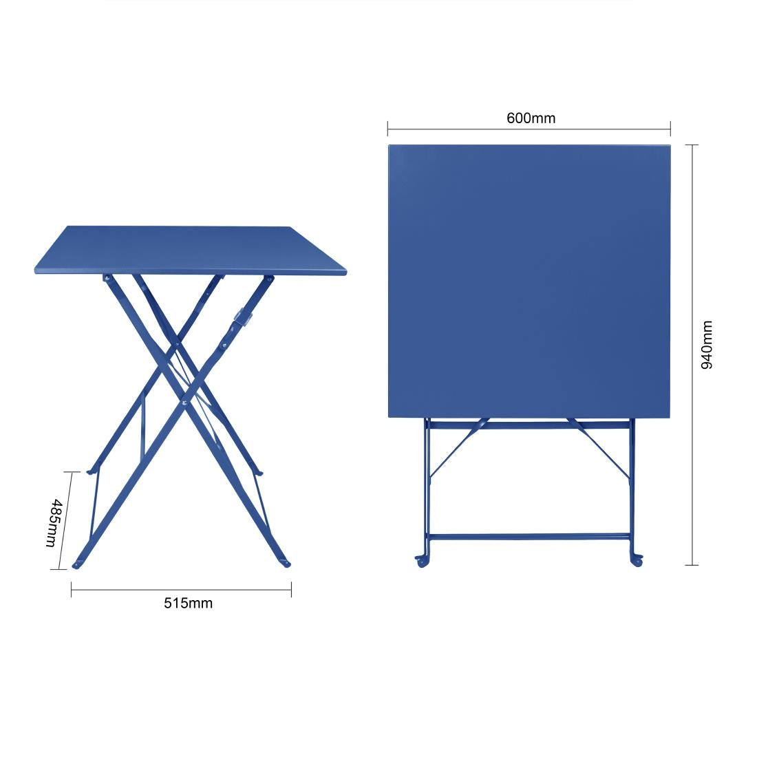 Bolero Perth Dark Navy Pavement Style Steel Table Square 600mm