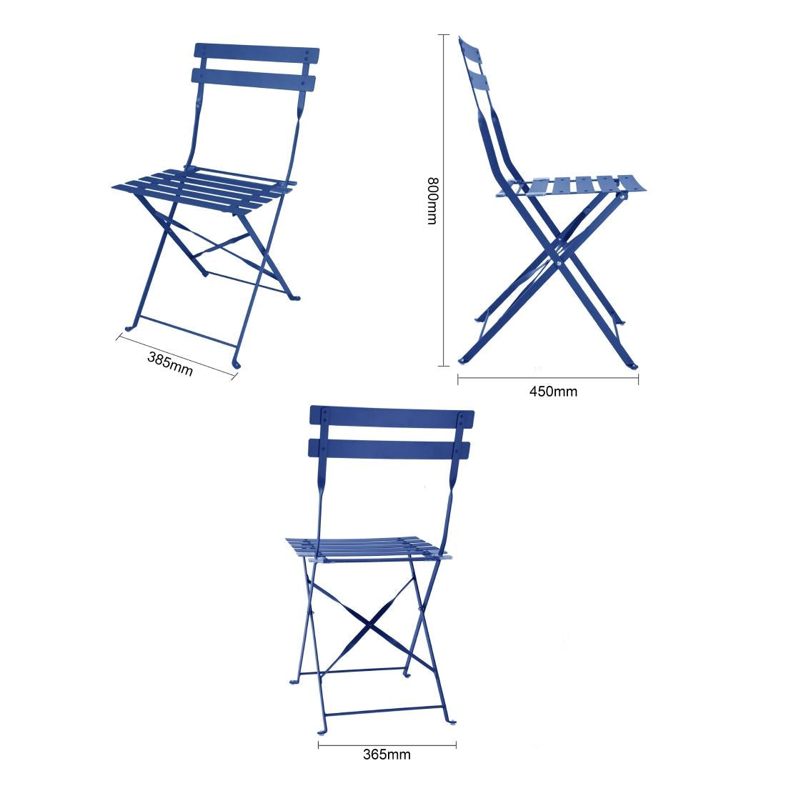 Bolero Perth Dark Navy Pavement Style Steel Folding Chairs (2 Pack)
