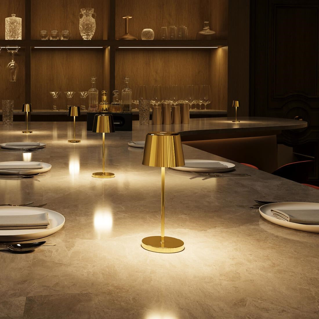 Utopia Bermuda Micro LED Cordless Table Lamp 210mm Gold (6 Pack)