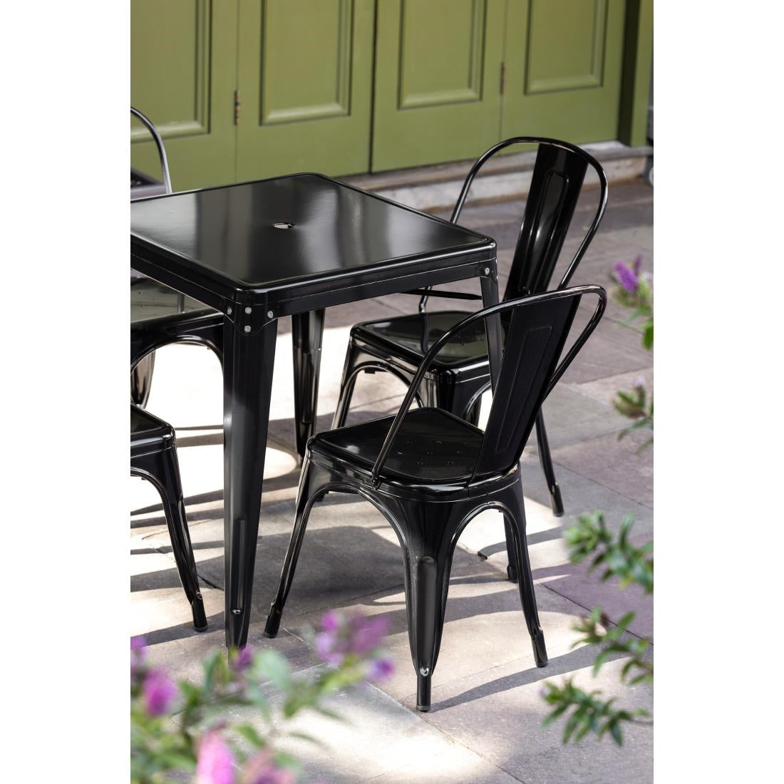Bolero Bistro Steel Side Chairs Black (4 Pack)
