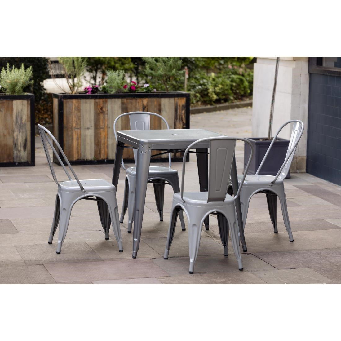 Bolero Bistro Steel Side Chairs Grey (4 Pack)