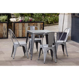 Bolero Bistro Steel Side Chairs Grey (4 Pack)
