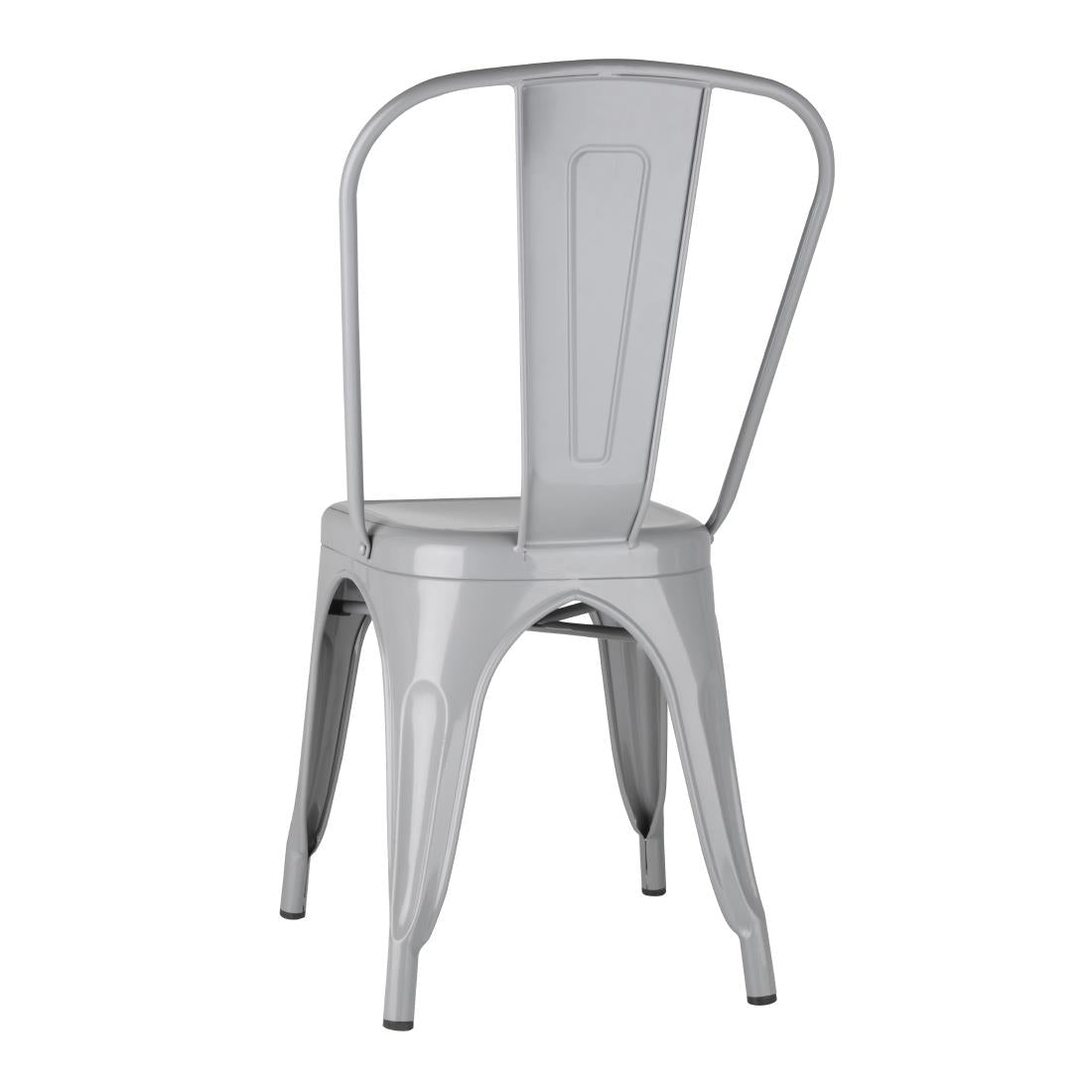 Bolero Bistro Steel Side Chairs Grey (4 Pack)