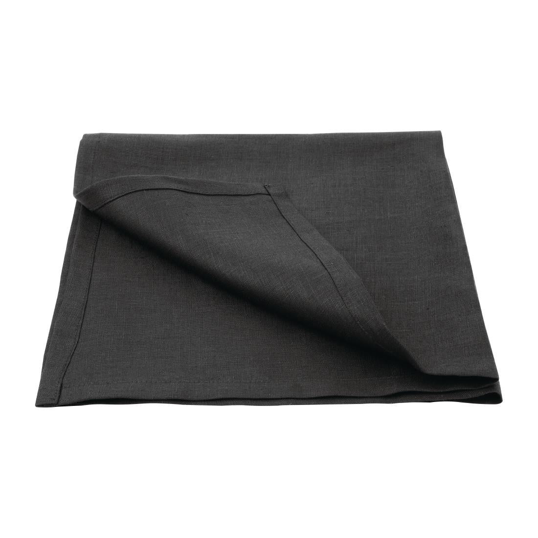 Olympia Linen Table Napkin Black 400x400mm (12 Pack)