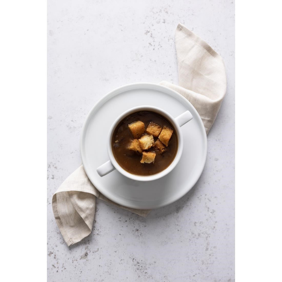 Olympia Whiteware Soup Bowls with Handles 400ml (6 Pack)