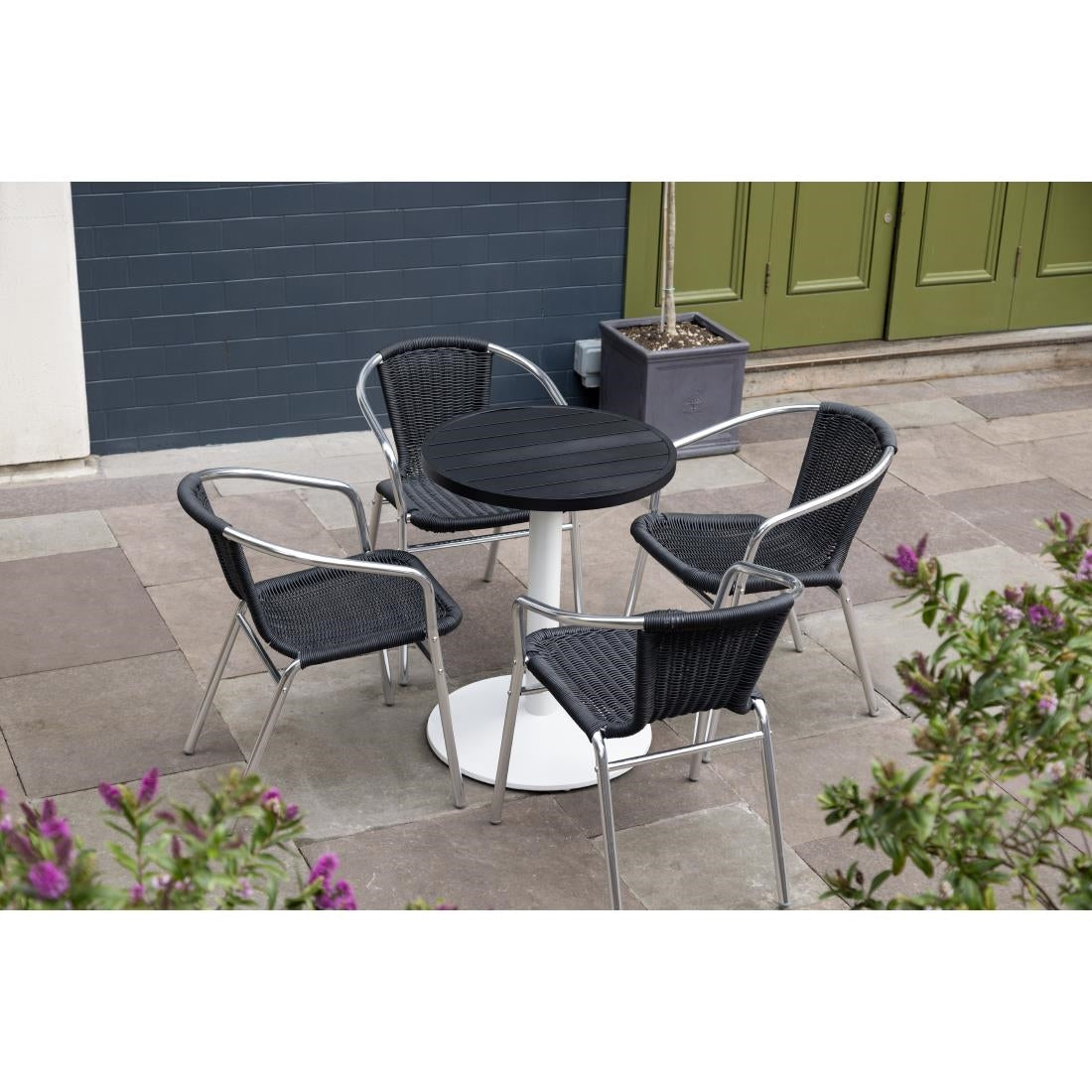 Bolero Aluminium Round Table Top Black 580mm