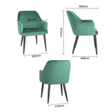 Bolero Lia Velvet Effect Chairs Dark Green (2 Pack)