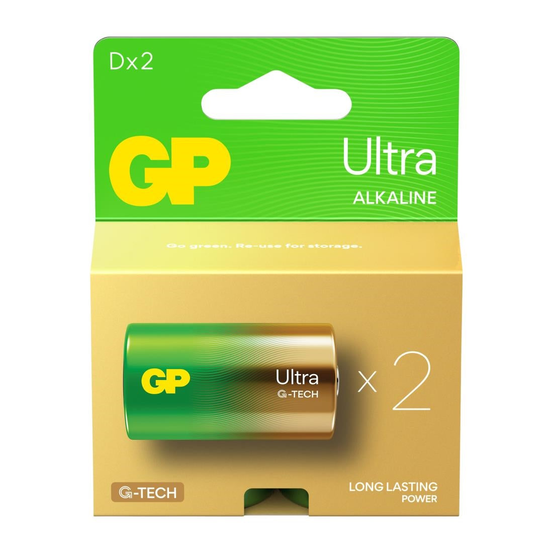 GP Ultra G-Tech Battery D (2 Pack)