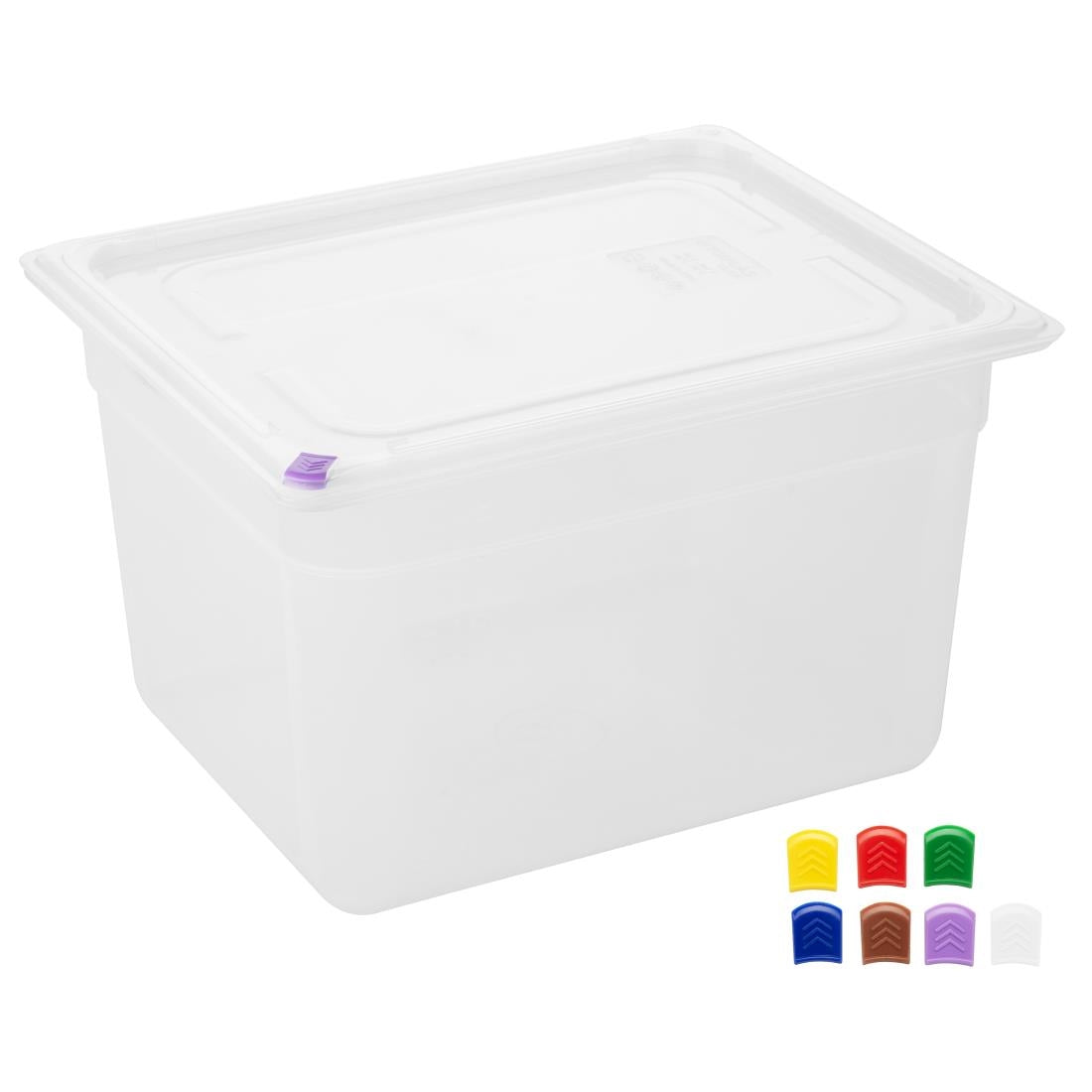 Hygiplas Click PP GN Container 1/2 with Lid & 7 Colour Clips 200mm 11.7Ltr (4 Pack)