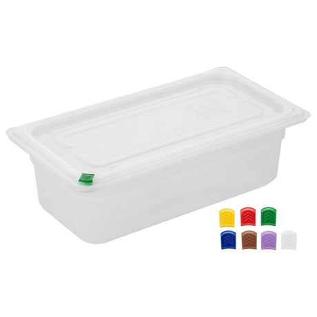 Hygiplas Click PP GN Container 1/3 with Lid & 7 Colour Clips 100mm 3.6Ltr (4 Pack)
