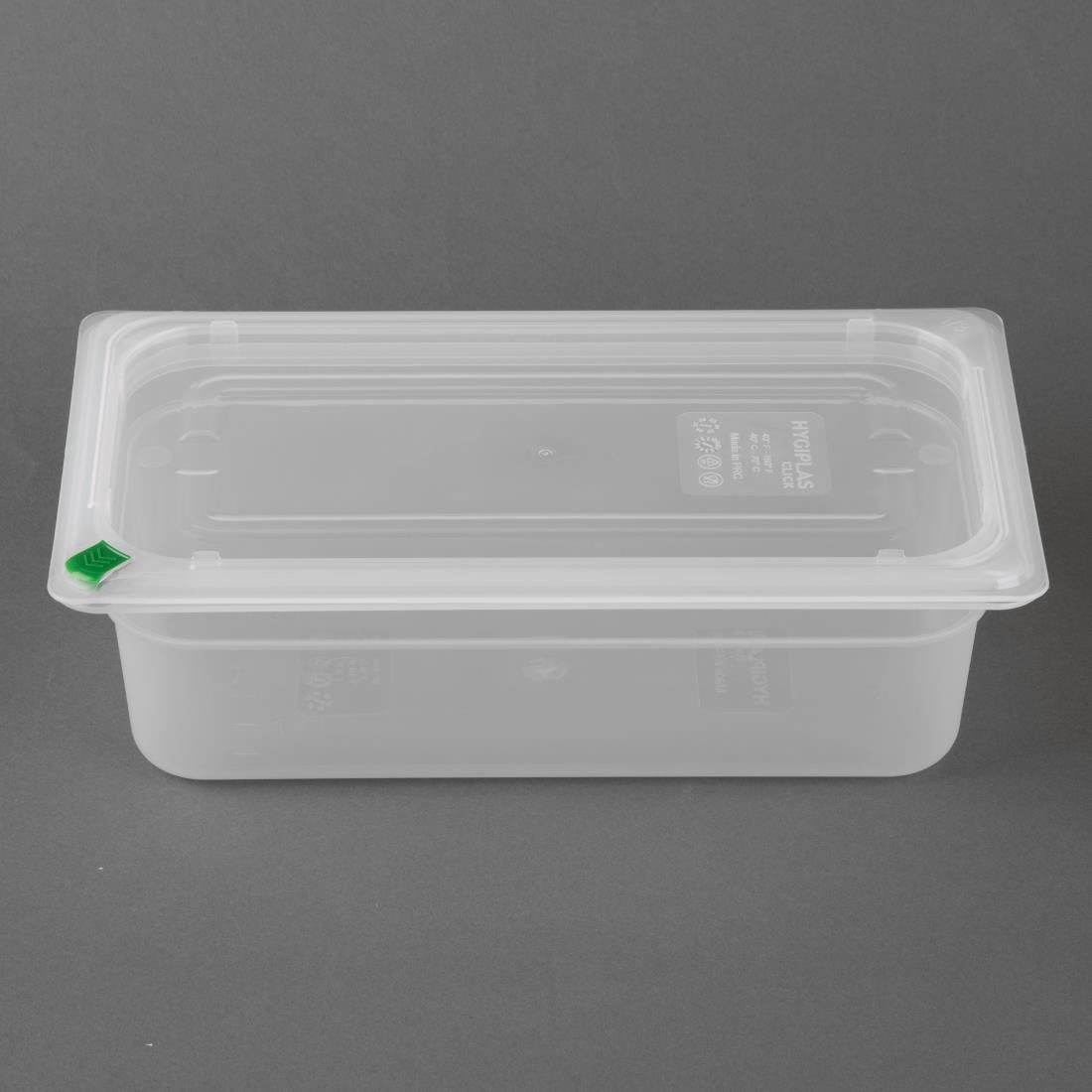Hygiplas Click PP GN Container 1/3 with Lid & 7 Colour Clips 100mm 3.6Ltr (4 Pack)
