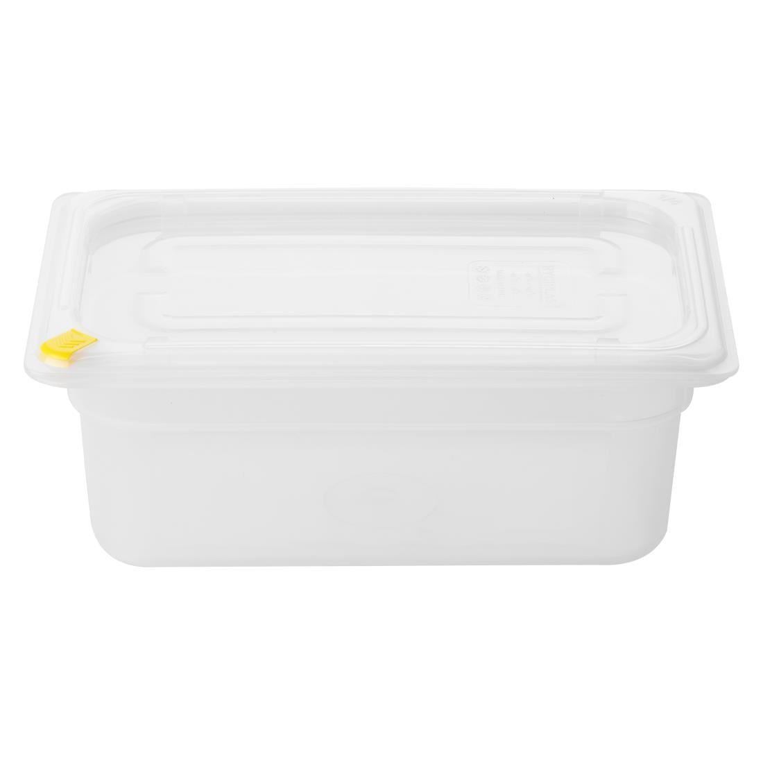 Hygiplas Click PP GN Container 1/4 with Lid & 7 Colour Clips 100mm 2.5Ltr (4 Pack)