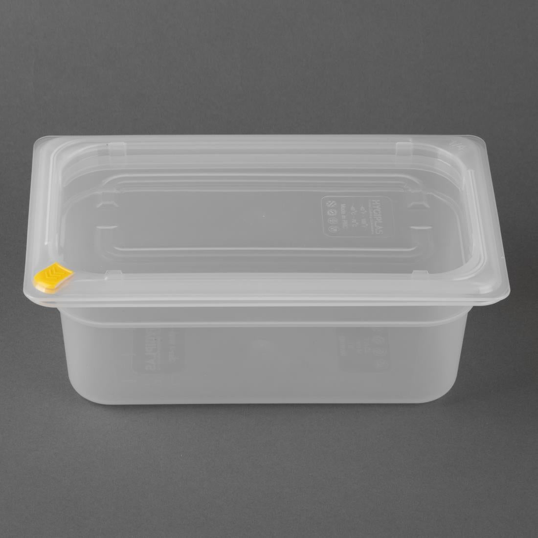 Hygiplas Click PP GN Container 1/4 with Lid & 7 Colour Clips 100mm 2.5Ltr (4 Pack)