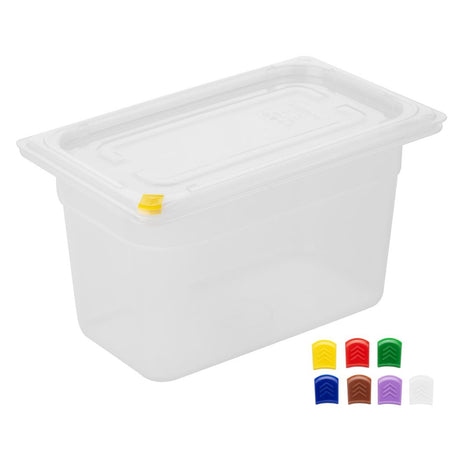 Hygiplas Click PP GN Container 1/4 with Lid & 7 Colour Clips 150mm 3.7Ltr (4 Pack)