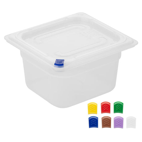 Hygiplas Click PP GN Container 1/6 with Lid & 7 Colour Clips 100mm 1.5Ltr (4 Pack)