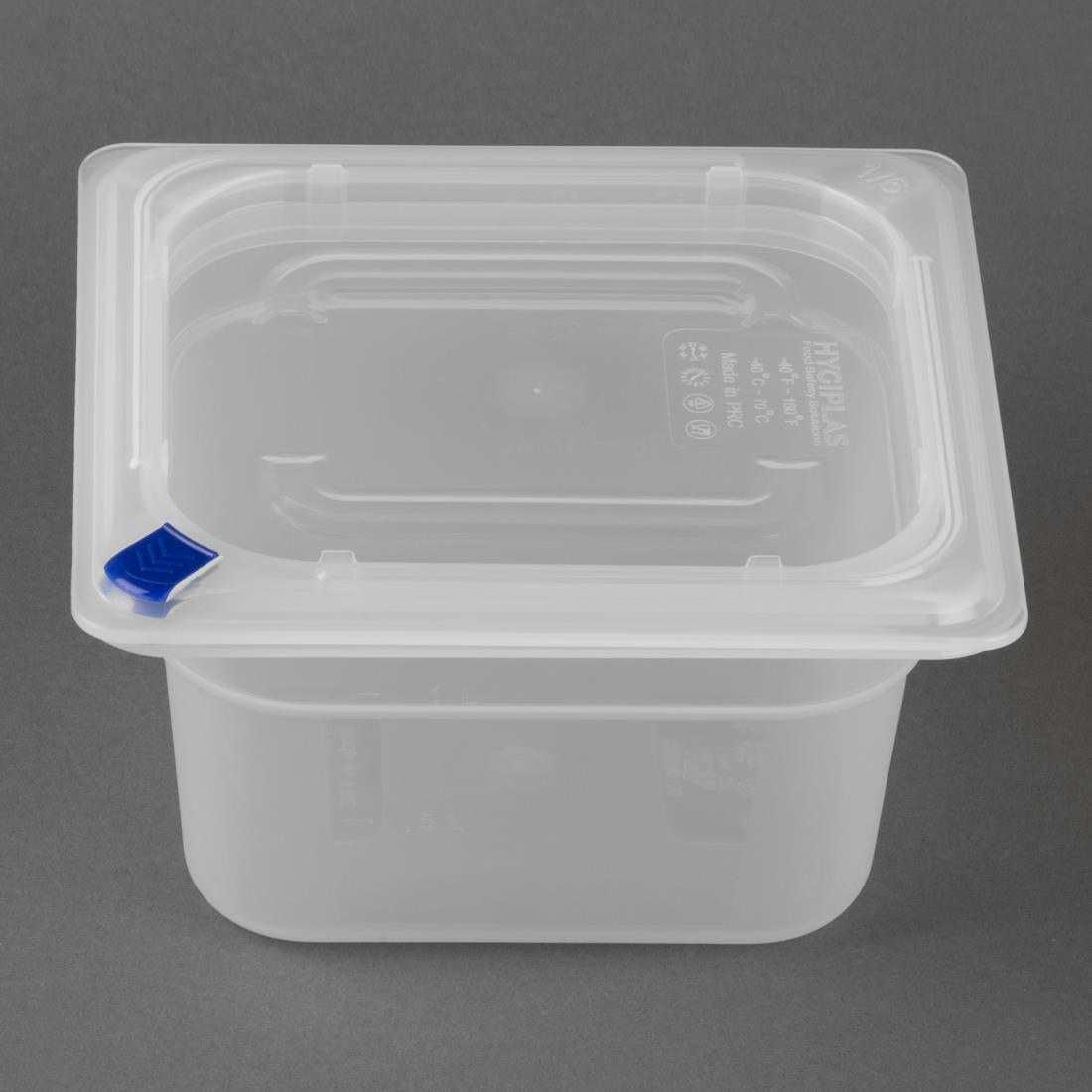 Hygiplas Click PP GN Container 1/6 with Lid & 7 Colour Clips 100mm 1.5Ltr (4 Pack)