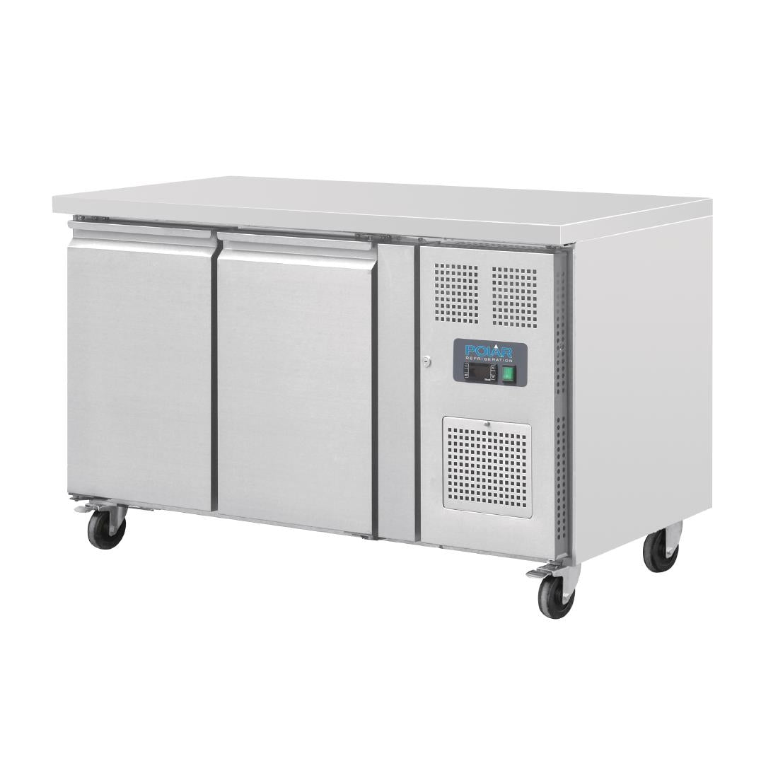 Polar U-Series Slimline Double Door Counter Fridge 228Ltr