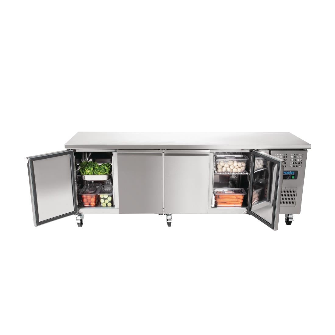 Polar U-Series Slimline Four Door Counter Fridge 449Ltr
